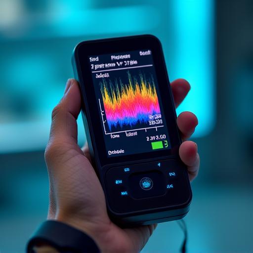 Sleek handheld Marine Spectrometer V3 displaying a spectral readout on its robust screen